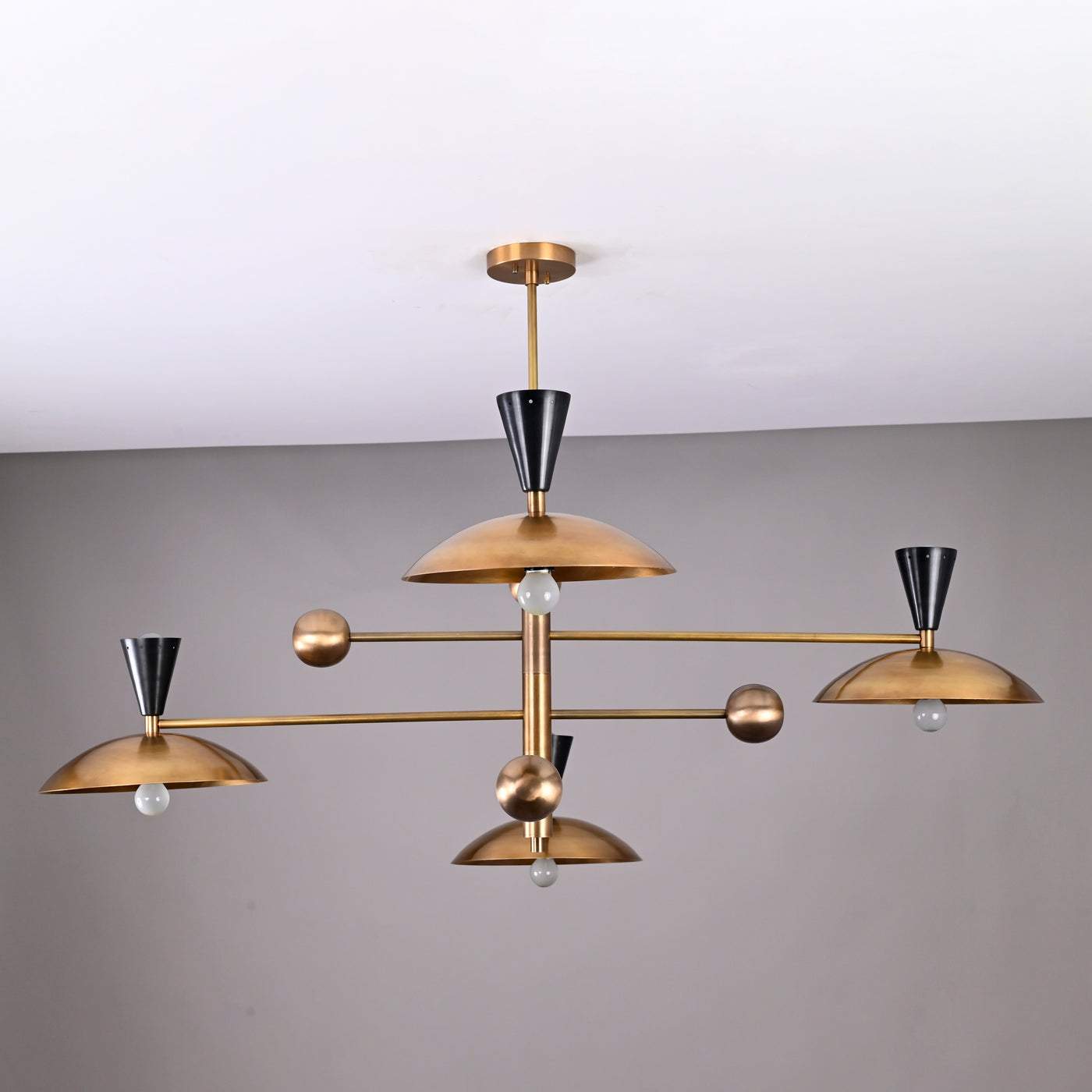 Modern Brass Chandelier – Customizable Mid-Century Modern Ceiling Light Fixture - 32463