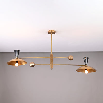 Minimalist Brass Chandelier – Custom Mid-Century Modern Ceiling Light Fixture - 32464