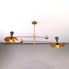 Minimalist Brass Chandelier – Custom Mid-Century Modern Ceiling Light Fixture - 32464