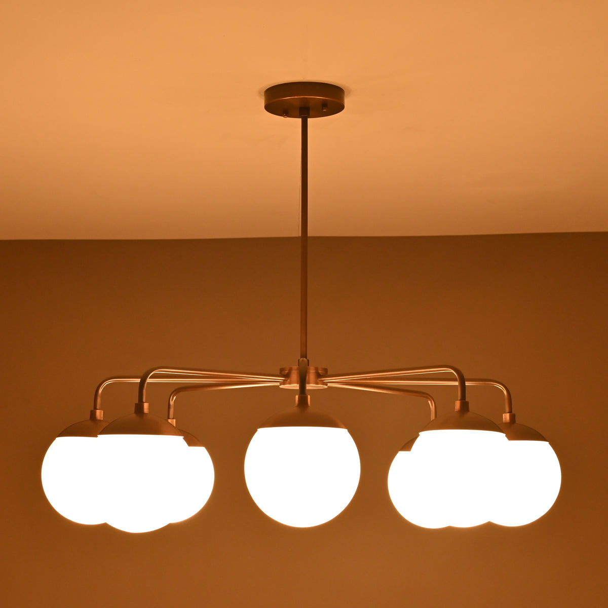 Modern Brass Chandelier – Customizable Mid-Century Ceiling Light - 32465