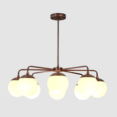 8-Arm Brass Chandelier with Opal Glass Globes Industrial Modern Ceiling Light 30