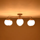 Modern Brass Globe Chandelier – Customizable Flush Mount Ceiling Light |  Mid-Century Fixture | Multiple Finish Options | 6-Light - 32467