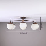 Modern Brass Globe Chandelier – Customizable Flush Mount Ceiling Light |  Mid-Century Fixture | Multiple Finish Options | 6-Light - 32467
