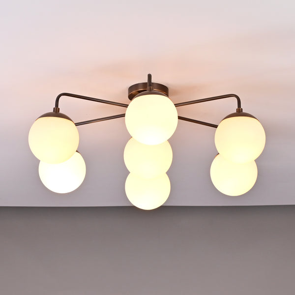 Berlin Halo - Flush Mount Brass Chandelier - 7 Lights - 32467