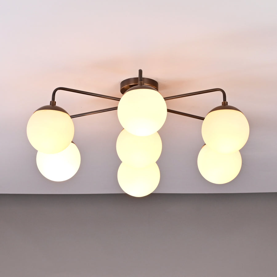 Berlin Halo - Flush Mount Brass Chandelier - 7 Lights - 32467