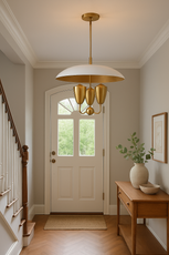 Raw Brass Disc Pendant Light – 3-Light Cone Chandelier | Handmade Brass Ceiling Fixture (24