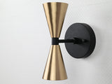 Mid-Century Modern Brass Wall Sconce | Double Cone Light | Customizable Handcrafted Fixture - 32501