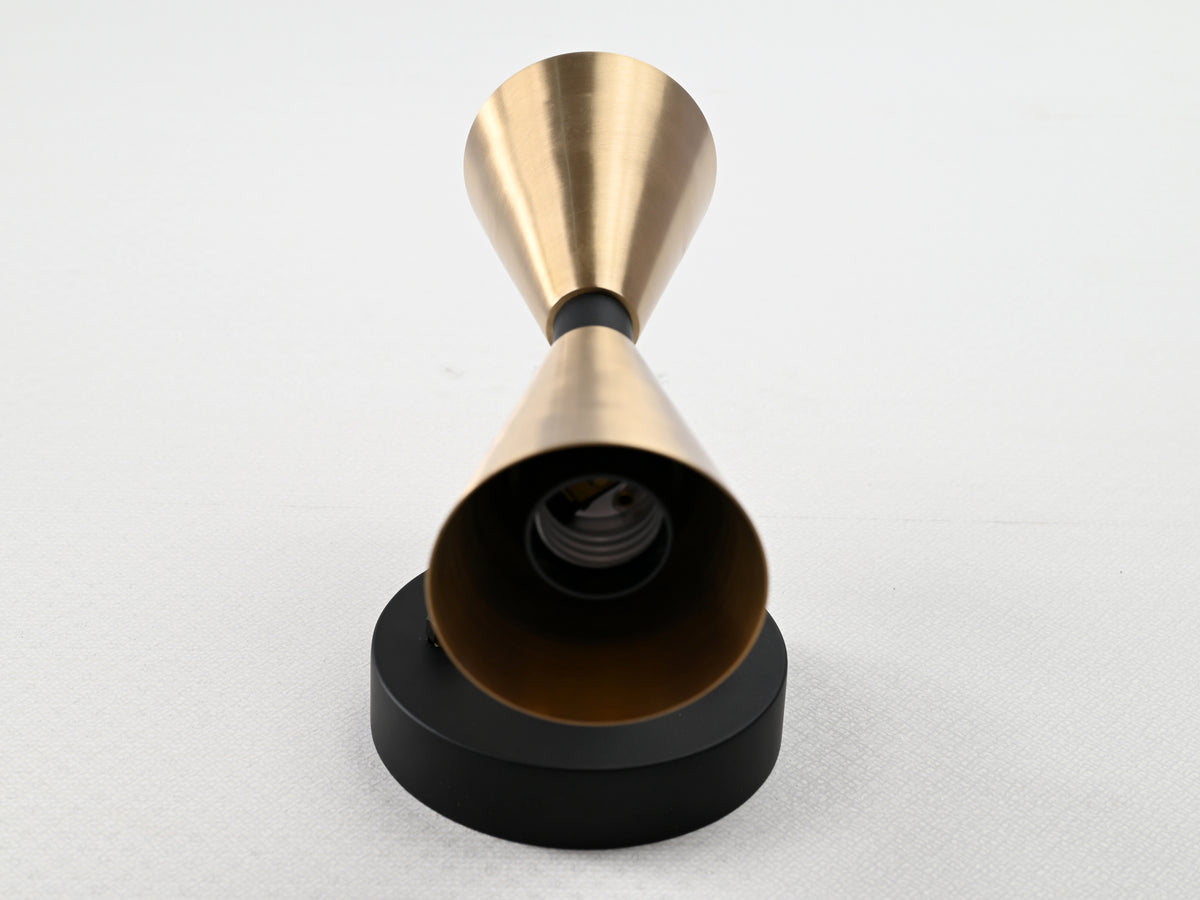 Mid-Century Modern Brass Wall Sconce | Double Cone Light | Customizable Handcrafted Fixture - 32501