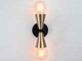 Mid-Century Modern Brass Wall Sconce | Double Cone Light | Customizable Handcrafted Fixture - 32501