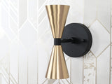 Mid-Century Modern Brass Wall Sconce | Double Cone Light | Customizable Handcrafted Fixture - 32501