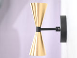 Mid-Century Modern Brass Wall Sconce | Double Cone Light | Customizable Handcrafted Fixture - 32501