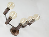 Architectural brass vanity wall sconce with five lights