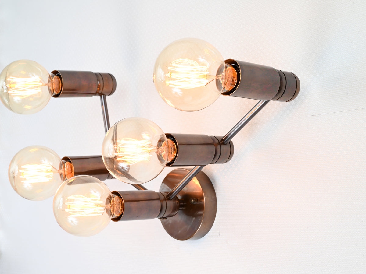 Mid-century five-light brass wall light - Berlin Axis