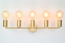 ontemporary Linear Brass Wall Sconce | Customizable 5-Light Fixture for Elegant Modern Interiors - 32523