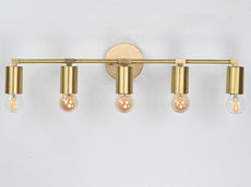 Vanity Light Fixture - Multi Lights - 5 Bulb - Mirror Light - Bathroom Light, Mid Century Light Sconce - Makeup light - Brass Wall Sconce