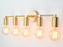 Modern Minimalist Brass Wall Sconce | Customizable 5-Light Linear Fixture for Elegant Interiors - 32524