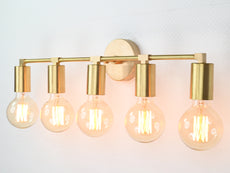 Vanity Light Fixture - Multi Lights - 5 Bulb - Mirror Light - Bathroom Light, Mid Century Light Sconce - Makeup light - Brass Wall Sconce