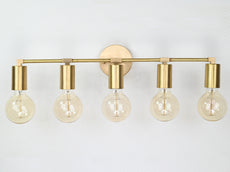 Vanity Light Fixture - Multi Lights - 5 Bulb - Mirror Light - Bathroom Light, Mid Century Light Sconce - Makeup light - Brass Wall Sconce