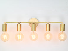 Vanity Light Fixture - Multi Lights - 5 Bulb - Mirror Light - Bathroom Light, Mid Century Light Sconce - Makeup light - Brass Wall Sconce