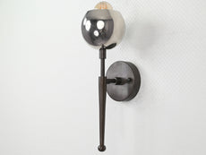 Sleek Mid-Century Modern Brass Wall Sconce | Customizable Globe Light Fixture for Chic Interiors - 32525