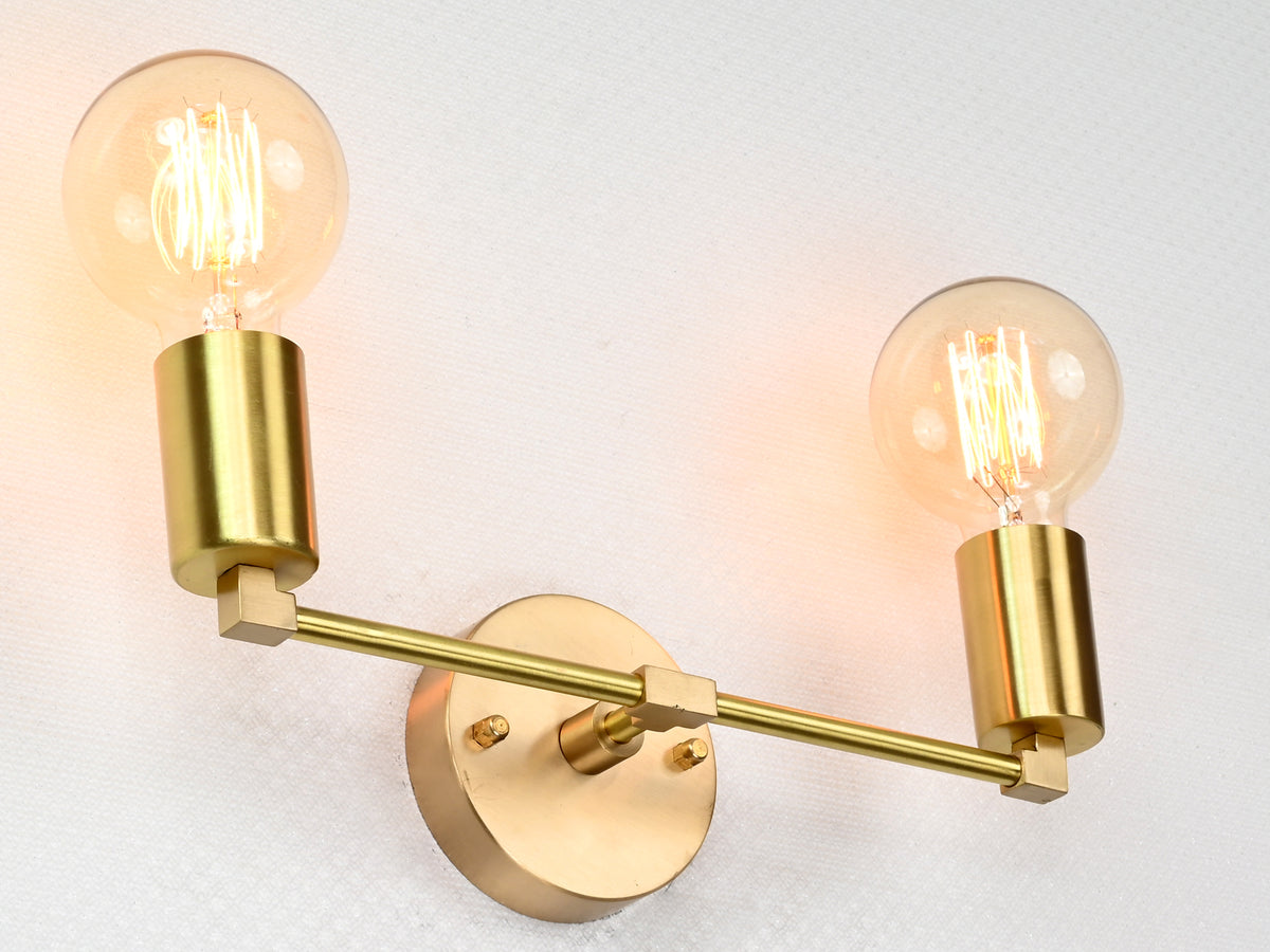 Sleek Modern Brass Wall Sconce | Customizable Minimalist Design Light Fixture for Hall or Bath - 32530