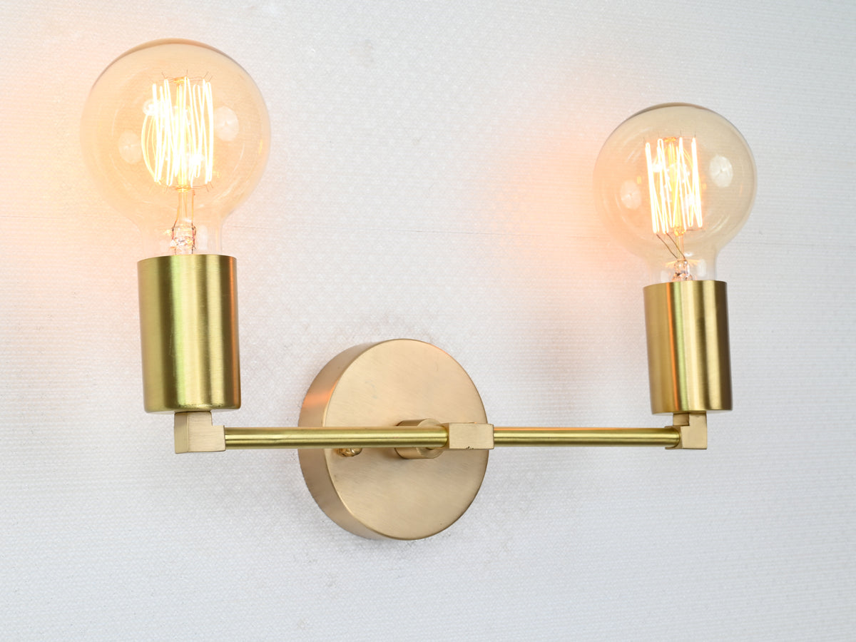 Sleek Modern Brass Wall Sconce | Customizable Minimalist Design Light Fixture for Hall or Bath - 32530