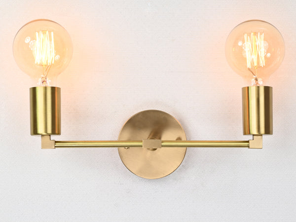 Brass Leaf Studio Dual Bulb Vanity Light – Gold Wall Lighting Fixture - Sconce Wall Light with Screw-in Light Bulbs in Custom Finish - 32530