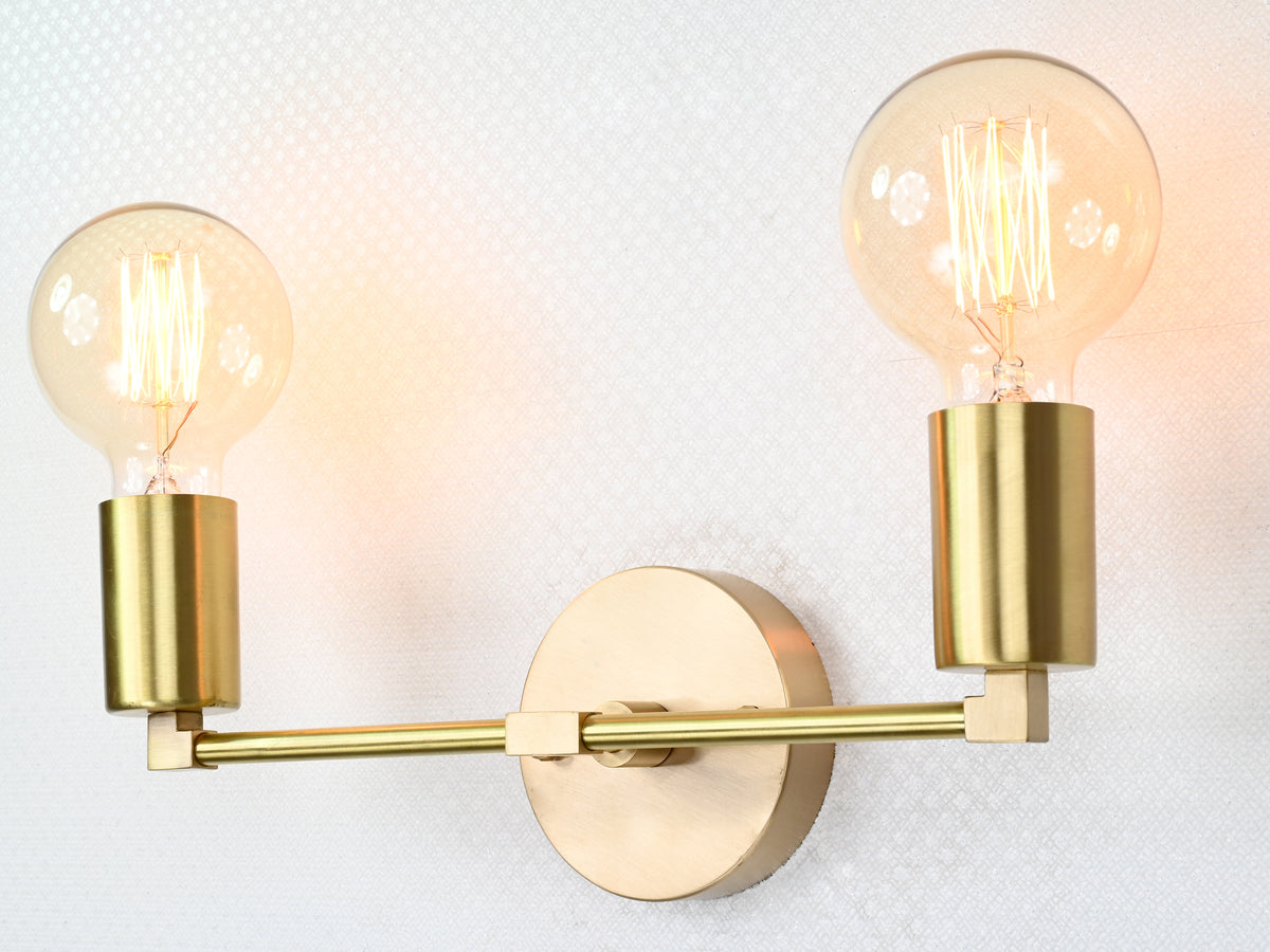 Sleek Modern Brass Wall Sconce | Customizable Minimalist Design Light Fixture for Hall or Bath - 32530
