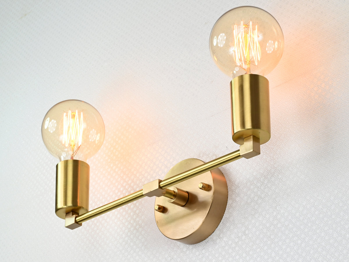 Sleek Modern Brass Wall Sconce | Customizable Minimalist Design Light Fixture for Hall or Bath - 32530