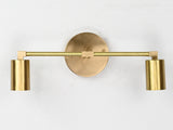 Contemporary Brass Twin Light Wall Sconce | Customizable Minimal Design Fixture for Modern Spaces - 32531