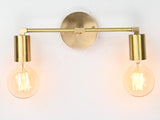 Contemporary Brass Twin Light Wall Sconce | Customizable Minimal Design Fixture for Modern Spaces - 32531
