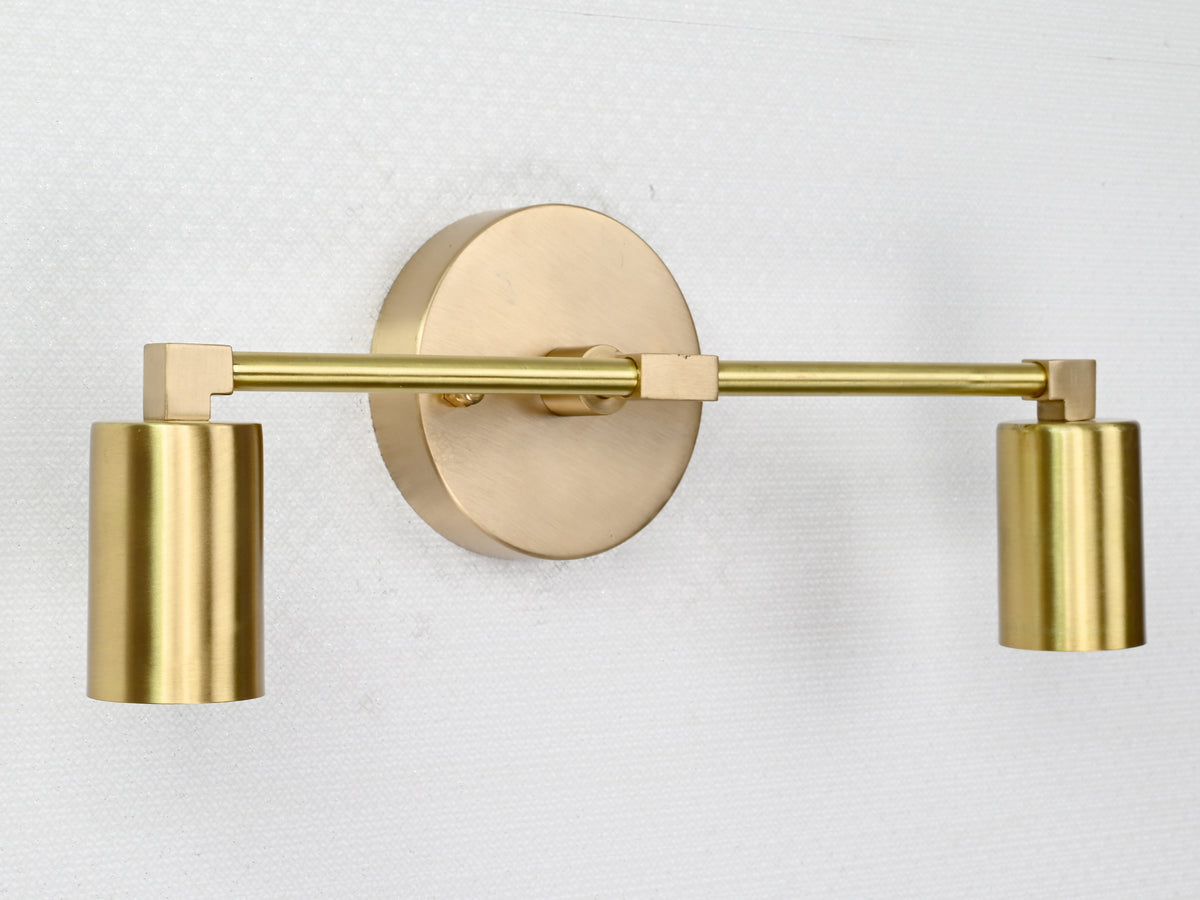Contemporary Brass Twin Light Wall Sconce | Customizable Minimal Design Fixture for Modern Spaces - 32531