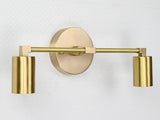 Contemporary Brass Twin Light Wall Sconce | Customizable Minimal Design Fixture for Modern Spaces - 32531