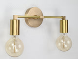 Contemporary Brass Twin Light Wall Sconce | Customizable Minimal Design Fixture for Modern Spaces - 32531