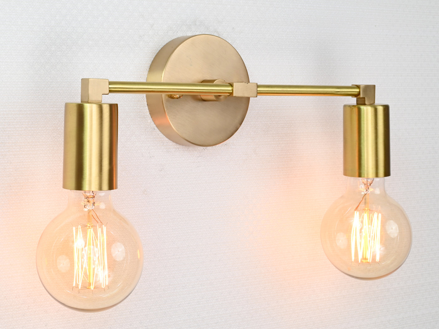 Contemporary Brass Twin Light Wall Sconce | Customizable Minimal Design Fixture for Modern Spaces - 32531