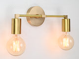 Contemporary Brass Twin Light Wall Sconce | Customizable Minimal Design Fixture for Modern Spaces - 32531