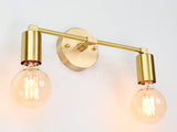 Contemporary Brass Twin Light Wall Sconce | Customizable Minimal Design Fixture for Modern Spaces - 32531
