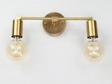 Contemporary Brass Twin Light Wall Sconce | Customizable Minimal Design Fixture for Modern Spaces - 32531