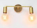 Contemporary Brass Twin Light Wall Sconce | Customizable Minimal Design Fixture for Modern Spaces - 32531