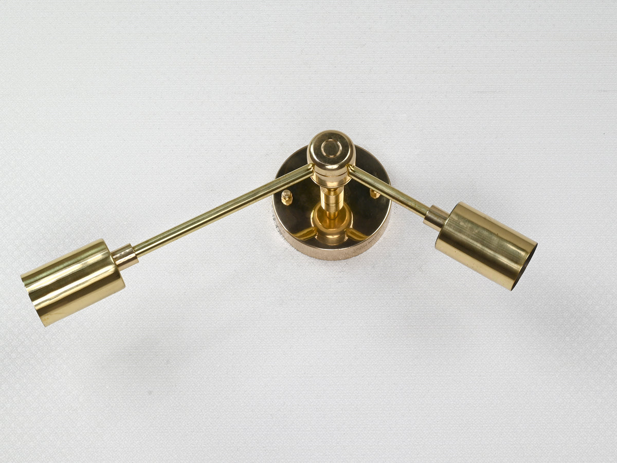 Modern Angled Brass Twin Arm Wall Sconce | Customizable Minimalist Fixture for Luxe Interiors - 32532