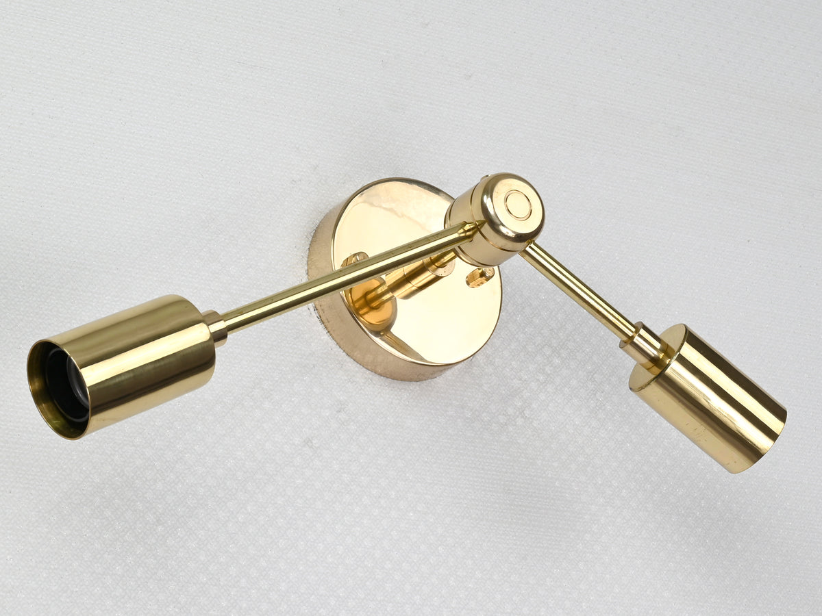 Modern Angled Brass Twin Arm Wall Sconce | Customizable Minimalist Fixture for Luxe Interiors - 32532