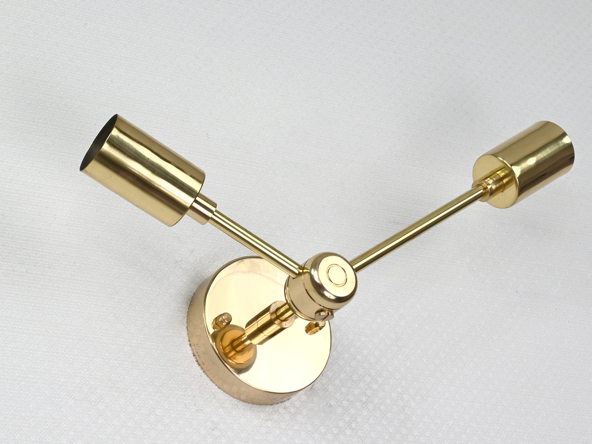 Contemporary Brass Twin Cone Wall Sconce | Customizable Angled Light Fixture for Elegant Interiors - 32533