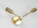 Contemporary Brass Twin Cone Wall Sconce | Customizable Angled Light Fixture for Elegant Interiors - 32533