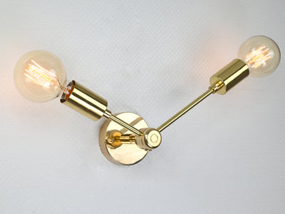 Contemporary Brass Twin Cone Wall Sconce | Customizable Angled Light Fixture for Elegant Interiors - 32533