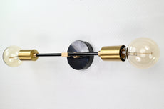 Modern Minimalist Brass Wall Sconce | Customizable Dual-Light Fixture for Contemporary Interiors - 32535