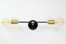 Modern Minimalist Brass Wall Sconce | Customizable Dual-Light Fixture for Contemporary Interiors - 32535