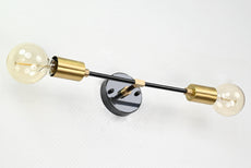 Modern Minimalist Brass Wall Sconce | Customizable Dual-Light Fixture for Contemporary Interiors - 32535