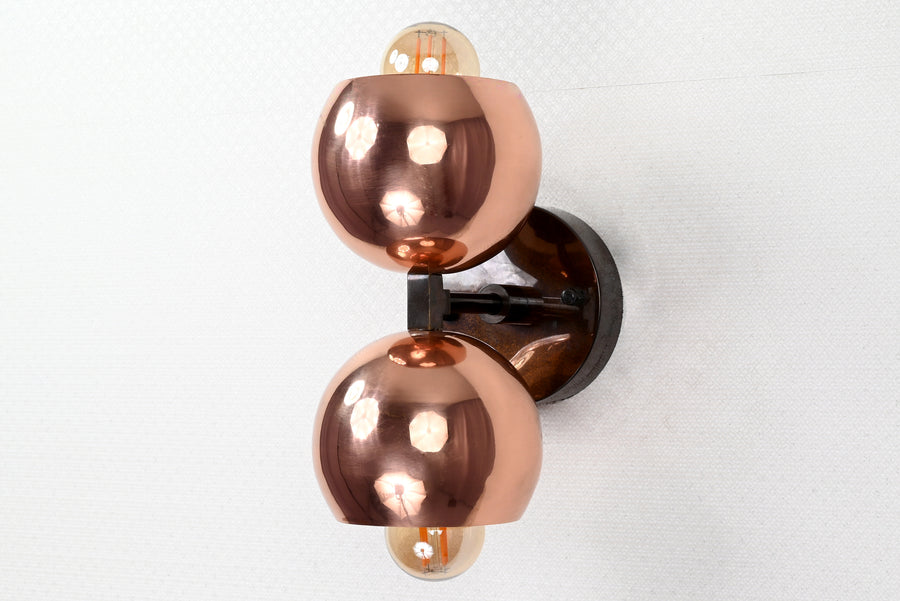 Mid-Century Globe Brass Wall Sconce | Customizable Double-Dome Fixture for Elegant Interiors - 32536