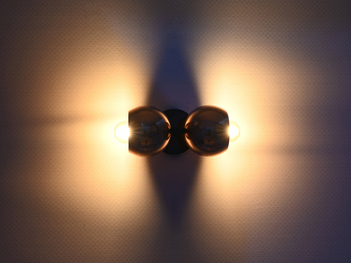 Contemporary Dual-Dome Brass Wall Sconce | Customizable Sculptural Accent for Modern Interiors - 32537