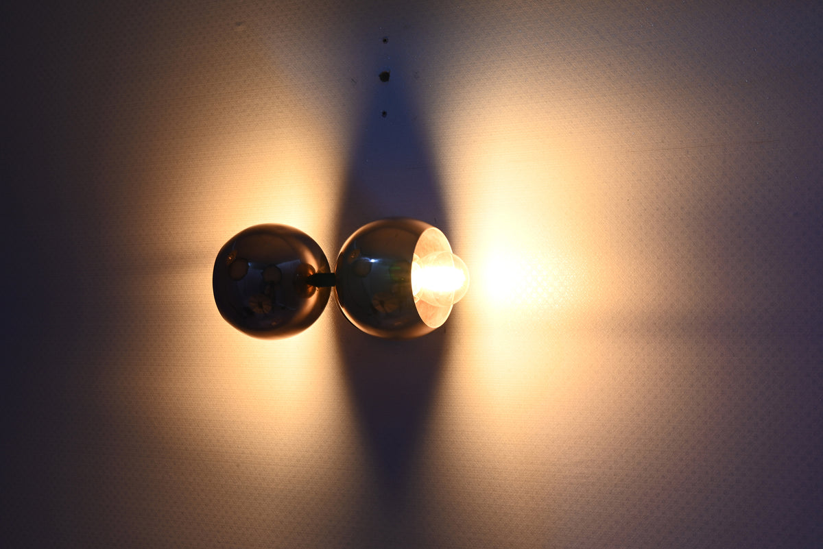 Contemporary Dual-Dome Brass Wall Sconce | Customizable Sculptural Accent for Modern Interiors - 32537